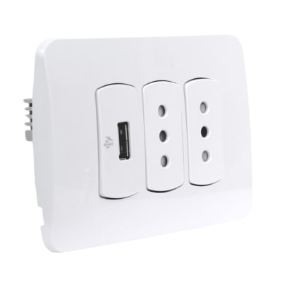 Tomacorriente Doble 10A/250V + USB 5V Miluz Blanco Schneider