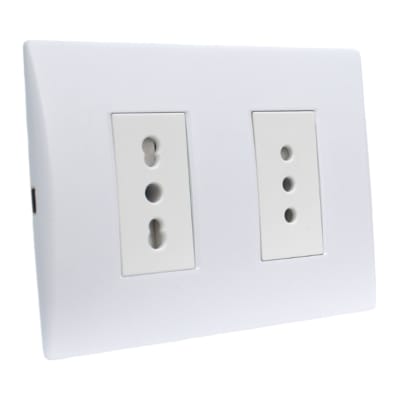 Toma Corriente Andes Doble 10A+10/16A 250V White Armado Lexo