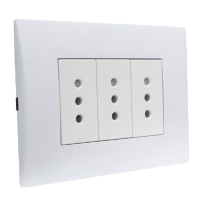Toma Corriente Andes Triple 10A 250V White Armado Lexo1