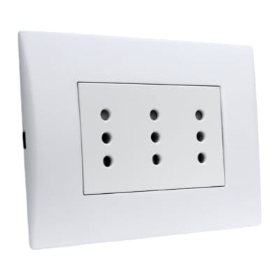 Toma Corriente Andes Triplex 10A 250V White Armado Lexo