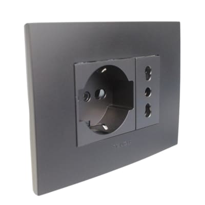 Tomacorriente Schuko+ Toma Bipaso 10/16A Negro 8930 Stanford1