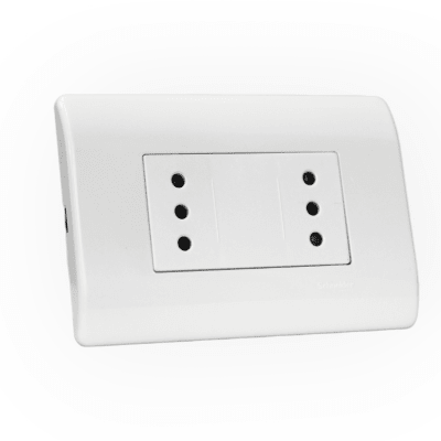 Tomacorriente Compacto Doble 10A 2P+T Blanco GENESIS1