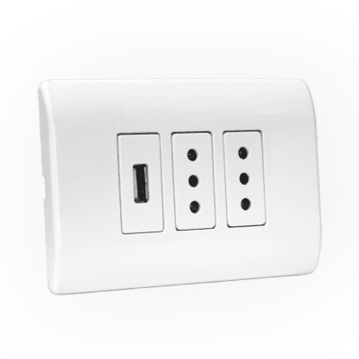 Tomacorriente Doble 10A 2P+T 250V + USB Blanco GENESIS1