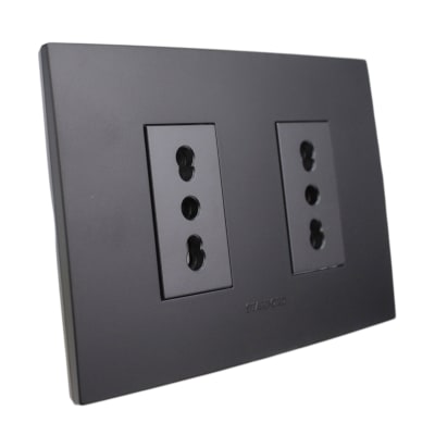 Tomacorriente Doble Bipaso 10/16A 250V Negro 8920 Stanford1