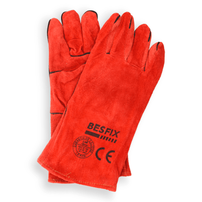 Guante Descarne Soldador Rojo Par1