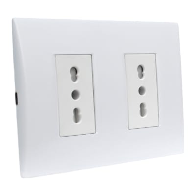 Toma Corriente Andes Doble 10/16A 250V White Armado Lexo