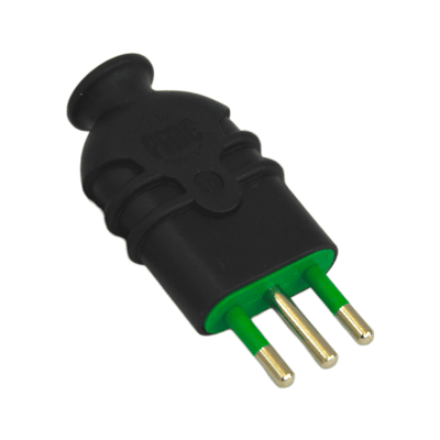 Enchufe Domiciliario Macho Volante 2p + T 10A Negro FANTON