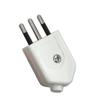 Enchufe Domiciliario Macho volante 45° 10A 2P+T Blanco Schneider