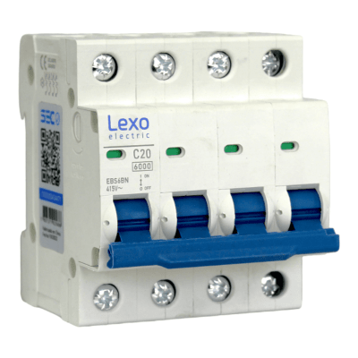 Interruptor Automático MCB 4P 20A Curva C 6kA Lexo