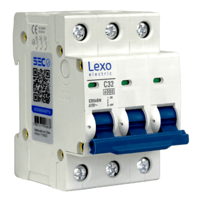 Interruptor Automático MCB 3P 32A Curva C 6kA Lexo