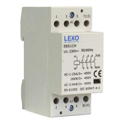 Contactor Modular 4p 25a Bobina 250v 4NO LEXO