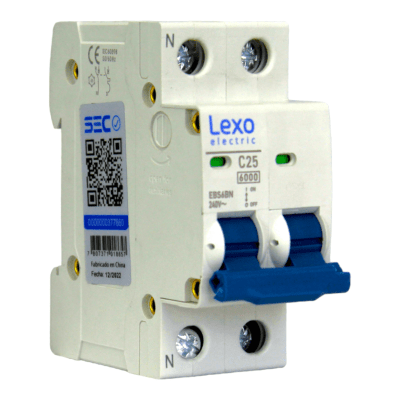 Automático 1P+N 25A 6kA Curva C 240V/415V EBS6BN Lexo