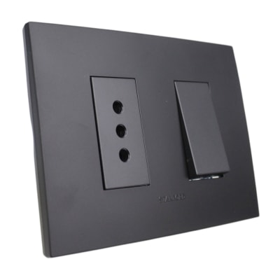 Interruptor Simple + Enchufe 10A 250V Negro 8915 Stanford