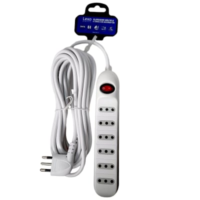 Alargador 6 Tomas 10A C/ Interruptor Blanco 5 MTS Lexo1