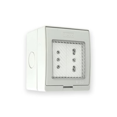 Tomacorriente Doble 10a + 10/16a S/p Hidrobox Exterior Ip55