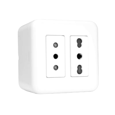 Casquete Blanco Tomacorriente Doble 10A + 10/16A 250V Genesis