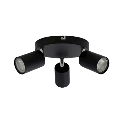 Lámpara plafón s/p cilíndrica 3 x GU10 negro VKB1