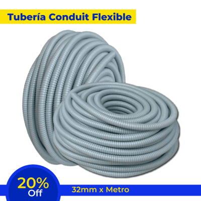 Tubería conduit flexible metal/PVC 32mm x metro
