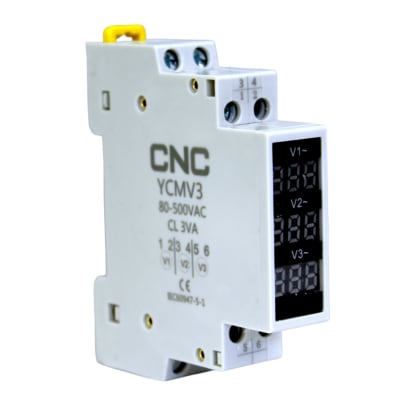 Voltimetro Riel DIN Trifasico 80-500VAC YCMV3 CNC1
