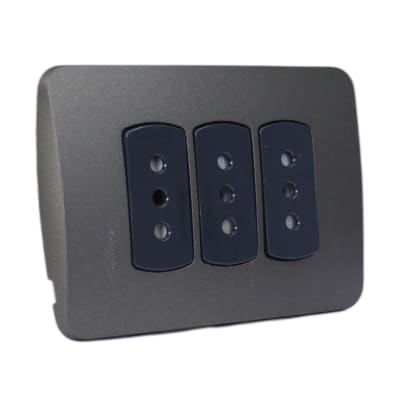 Tomacorriente Triple 10A/250V 2P+T Miluz Grafito Schneider