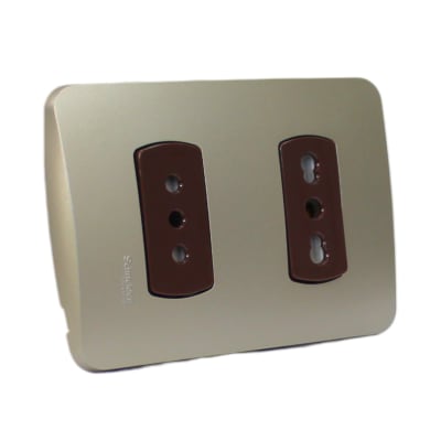 Tomacorriente Doble 10/16A + 10A 250V Miluz Dorado Schneider