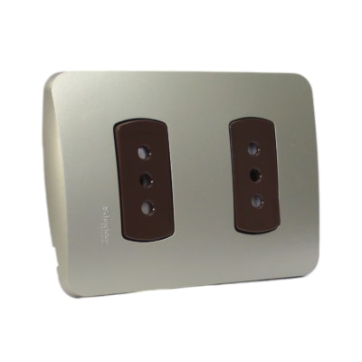 Tomacorriente Doble 10A/250V 2P+T Miluz Dorado Schneider1