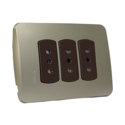 Tomacorriente Triple 10A/250V 2P+T Miluz Dorado Schneider