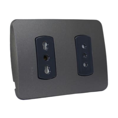 Tomacorriente Doble 10/16A +10A 250V Miluz Grafito Schneider1