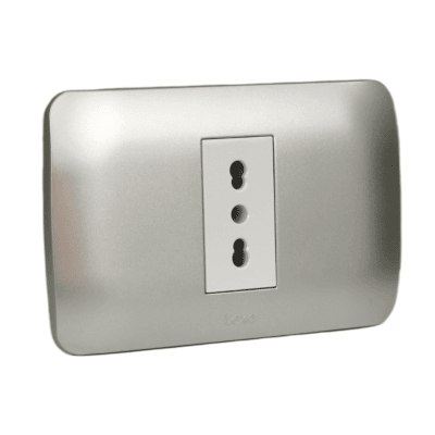 Toma Simple 10/16A 250V Blanco / Plata LEXO