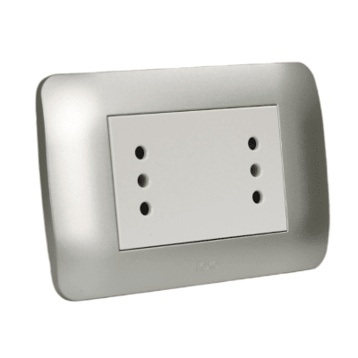Toma Doble Compacto 10A 250V Blanco / Plata LEXO