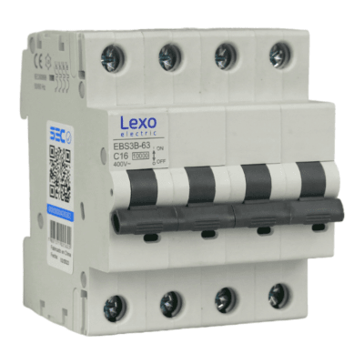 Interruptor Automático MCB 4P 16A Curva C 10kA Lexo