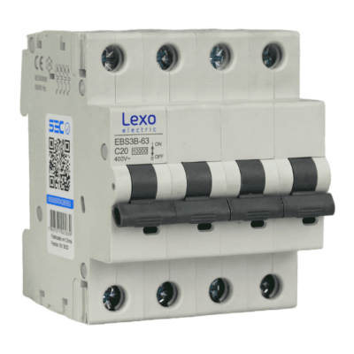 Interruptor Automático MCB 4P 20A Curva C 10kA Lexo