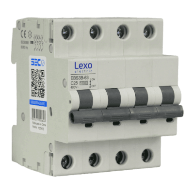 Interruptor Automático MCB 4P 25A Curva C 10kA Lexo