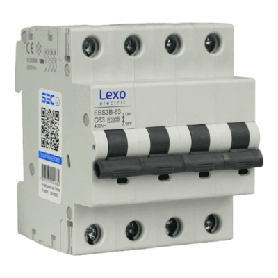 Interruptor Automático MCB 4P 63A Curva C 10kA Lexo