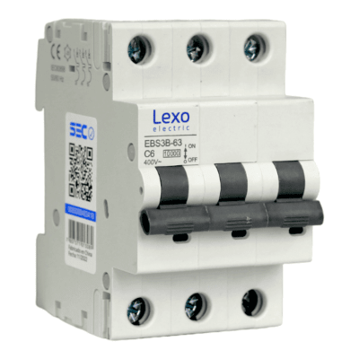 Interruptor Automático MCB 3P 6A Curva C 10kA Lexo