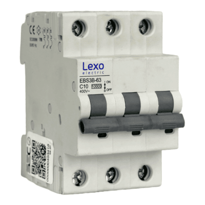 Interruptor Automático MCB 3P 10A Curva C 10kA Lexo