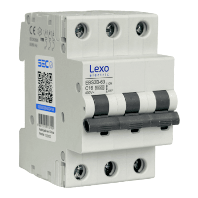 Automático 3x16A 10kA Curva C 400V EBS3B-63 Lexo1