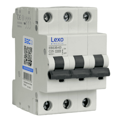 Interruptor Automático MCB 3P 25A Curva C 10kA Lexo