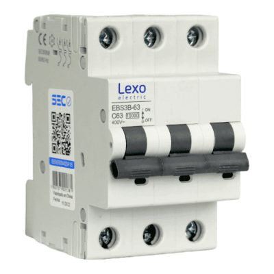 Automático 3x63A 10kA Curva C 400V EBS3B-63 Lexo1
