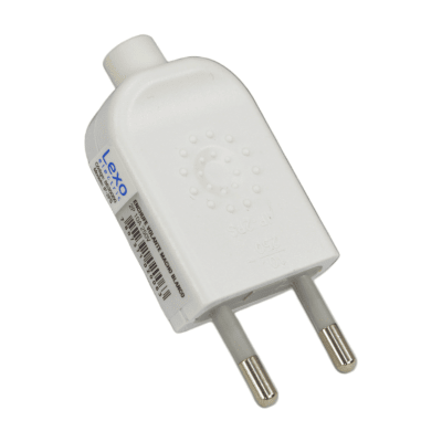 Enchufe Domiciliario Macho Volante 2P 10A Blanco LEXO