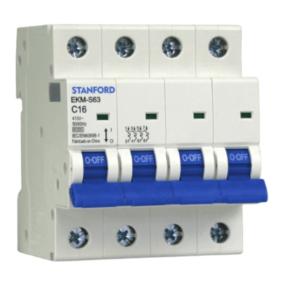 Interruptor Automático MCB 4P 16A Curva C 6kA Stanford