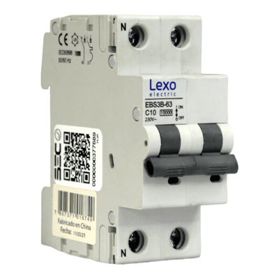Interruptor Automático MCB 1P+N 10A Curva C 10kA Lexo