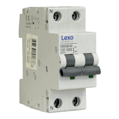 Automático 1P+N 20A 10kA Curva C 230V EBS3B-63 Lexo1