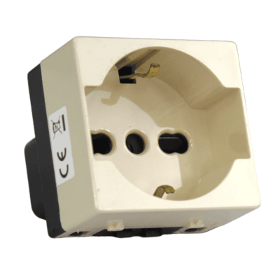 Mod. Schuko 2p+t 16a 220- 250v bipaso marfil 84051