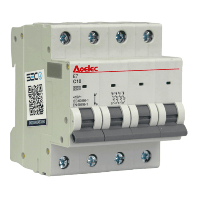 Interruptor Automático MCB 4P 10A Curva C 6kA Aoelec