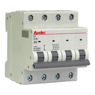 Interruptor Automático MCB 4P 16A Curva C 6kA Aoelec