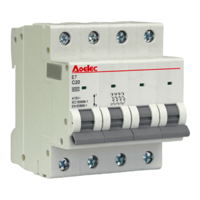 Interruptor Automático MCB 4P 20A Curva C 6kA Aoelec