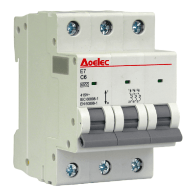 Automático 3x6A 6kA Curva C 240/415V E7 Aoelec