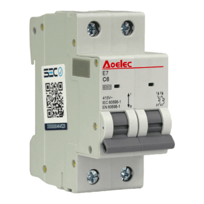 Interruptor Automático MCB 2P 6A Curva C 6kA Aoelec1