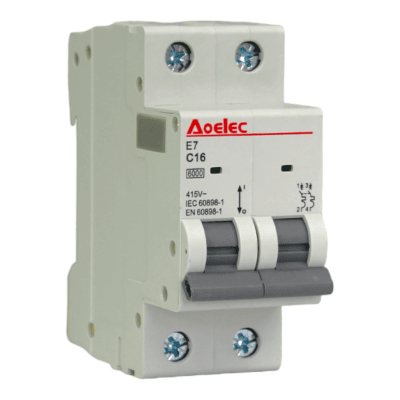 Interruptor Automático MCB 2P 16A Curva C 6kA Aoelec